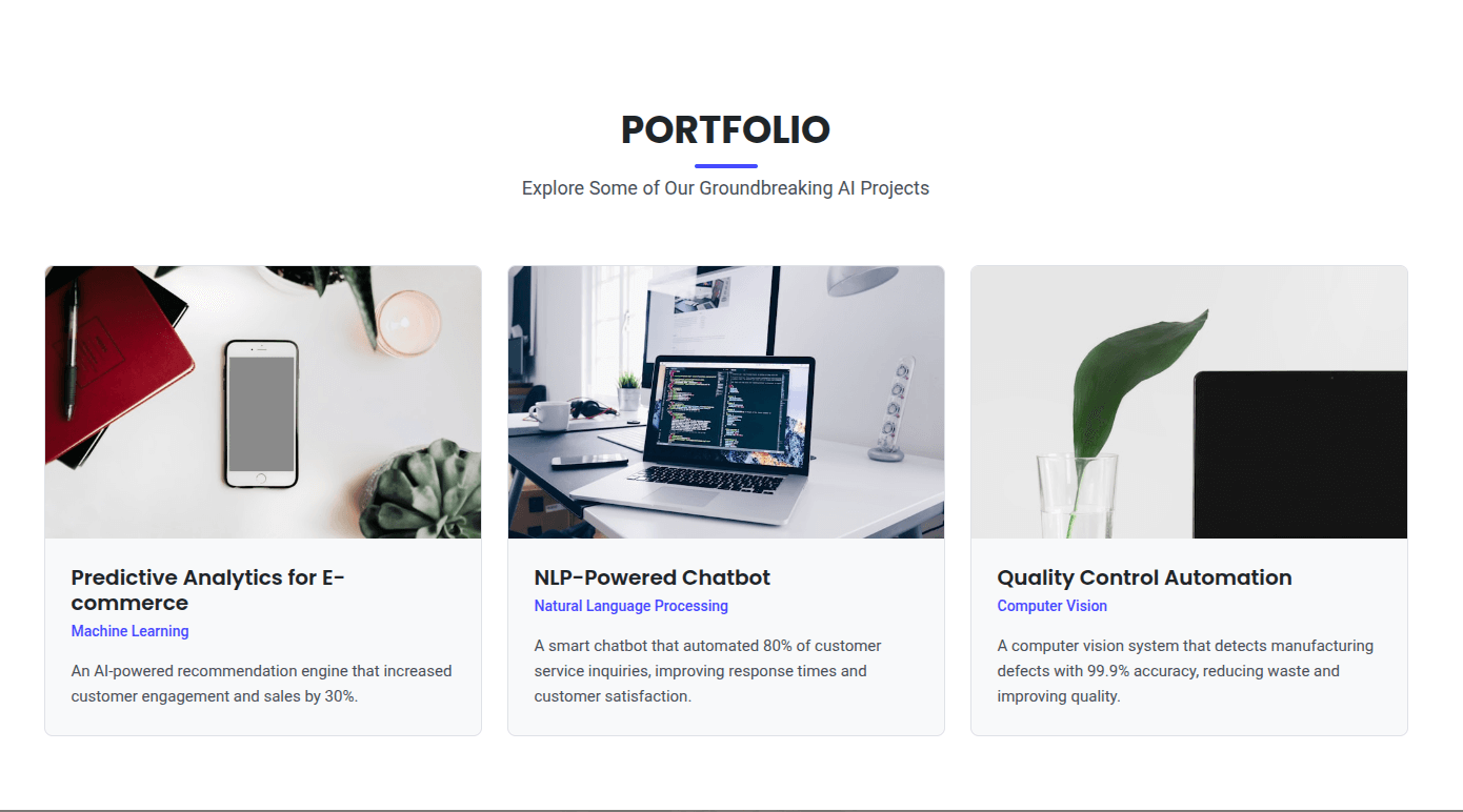 AI Portfolio Section View